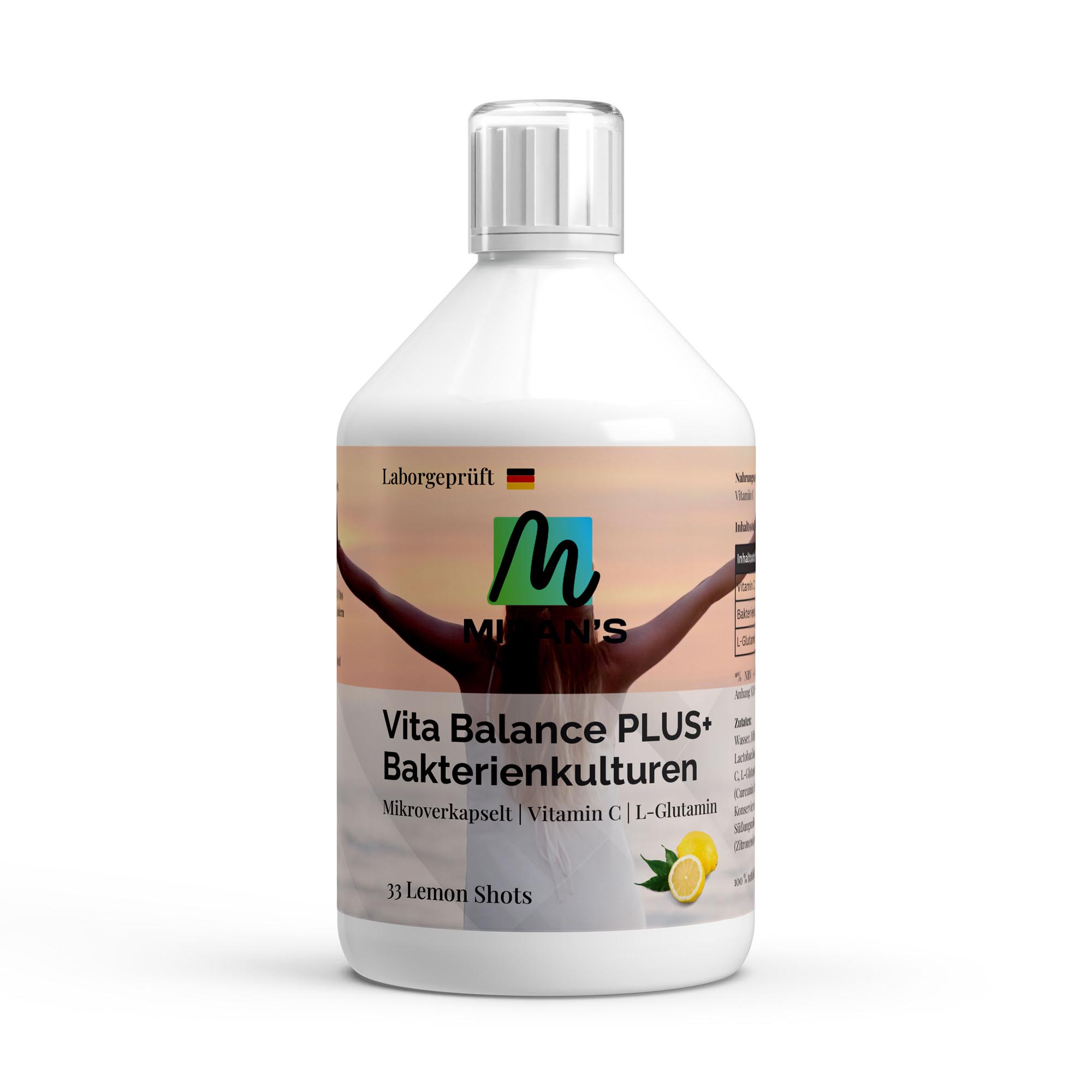 Vita Balance PLUS+ Bakterienkulturen - 33 vegane Lemon Shots - 500ml