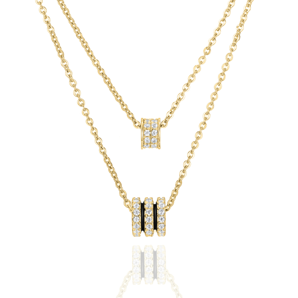 Collier in Layer-Optik mit 72 Zirkonia Silber 925/000 vergoldet – Bild 2
